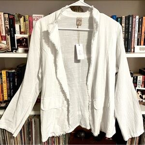 Blanco by Nature 100% White Peruvian Pima Cotton Jacket Blazer Boho Lightweight